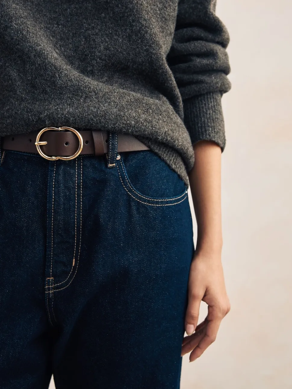 Marron chocolat - Ceinture régulière en PU