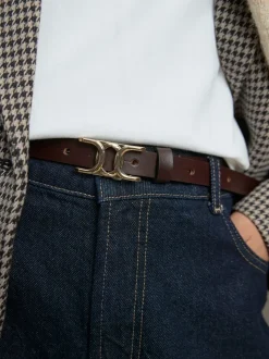 Marron chocolat - Ceintures en cuir skinny avec boucles