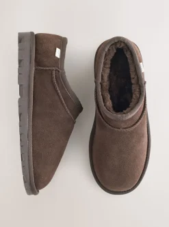 Marron chocolat - Chaussons en daim