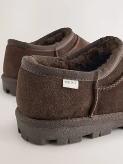 Marron chocolat - Chaussons en daim