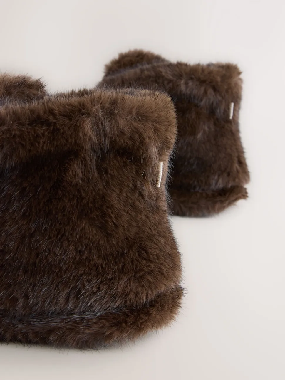 Marron chocolat - Chaussons style boots en fausse fourrure