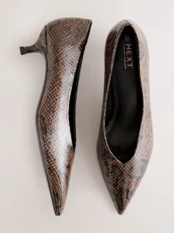Marron chocolat - Chaussures à talons Kitten heel à bout pointu