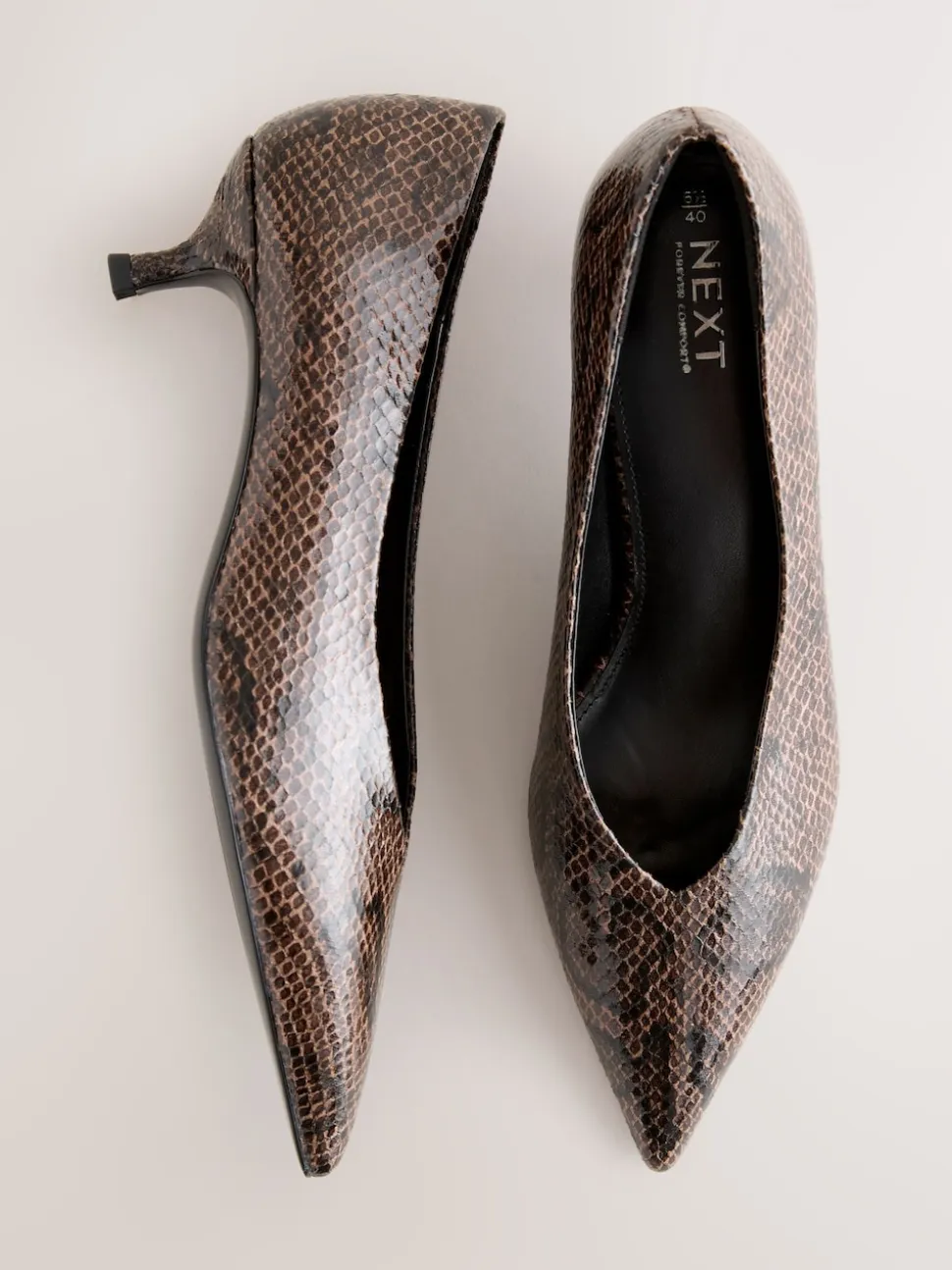 Marron chocolat - Chaussures à talons Kitten heel à bout pointu