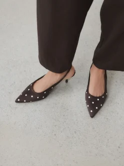 Marron chocolat - Chaussures à talons Forever Comfort® à pois et bride arrière