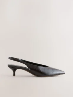Marron chocolat - Chaussures à talons chaton à bride arrière et bout pointu