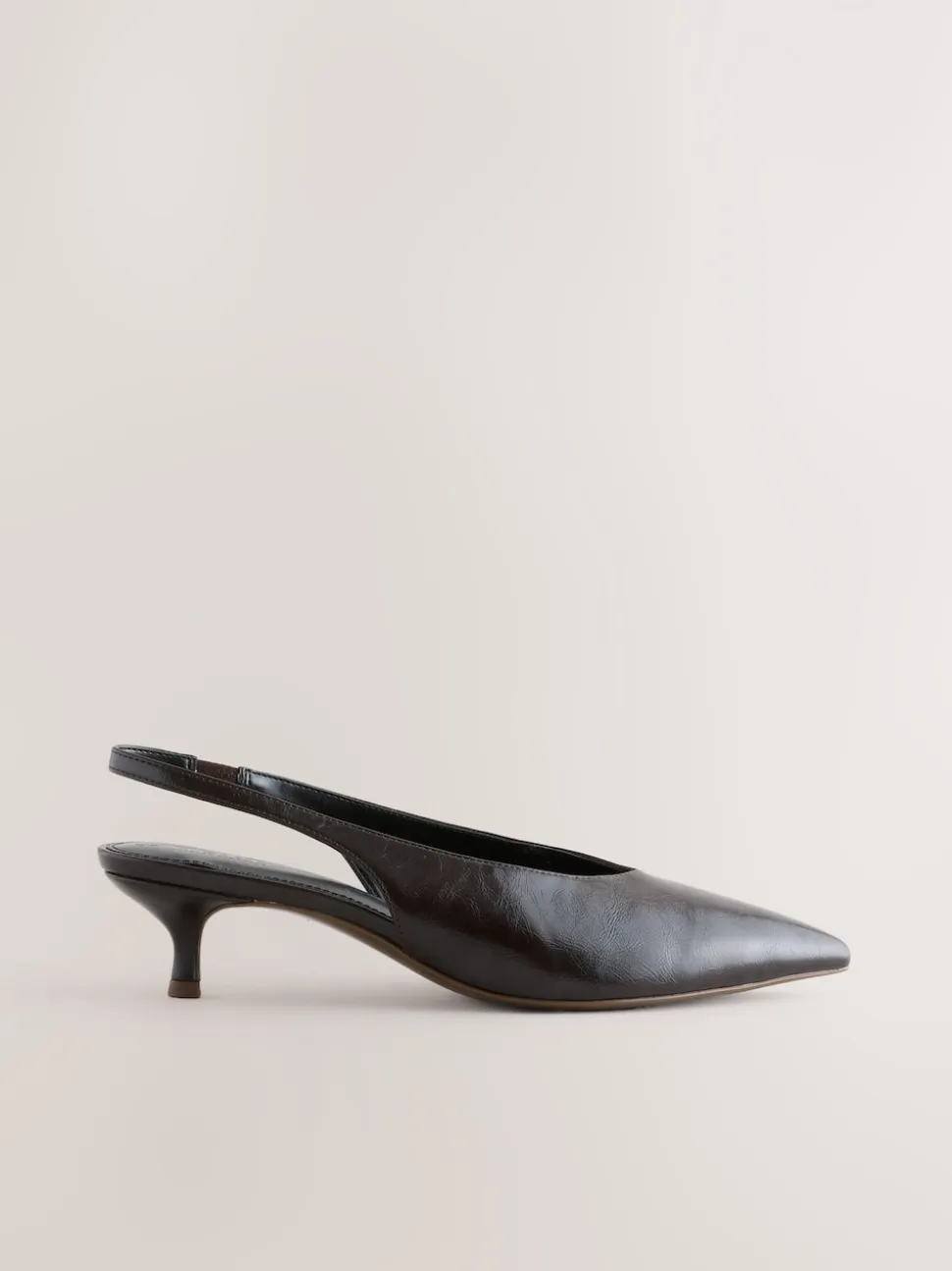 Marron chocolat - Chaussures à talons chaton à bride arrière et bout pointu