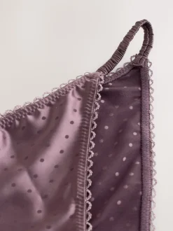 Marron chocolat - Culotte tanga à pois brillants
