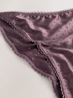 Marron chocolat - Culotte tanga à pois brillants