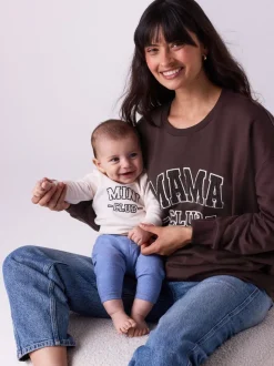 Marron chocolat - Ensemble sweat-shirt de grossesse court