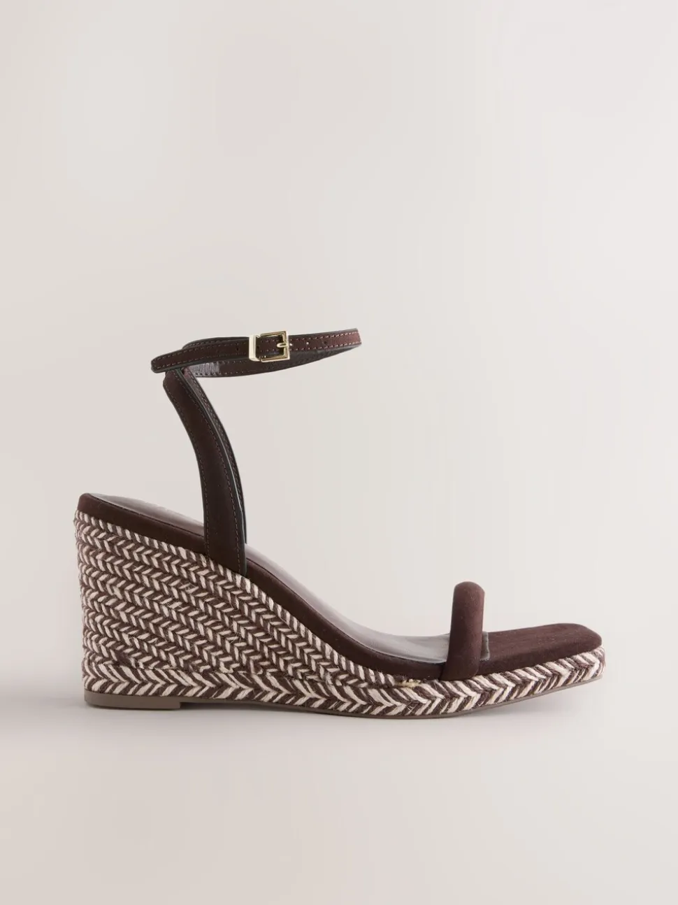 Marron chocolat - Espadrilles à bout carré et talons compensés