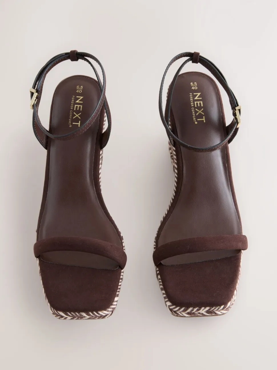Marron chocolat - Espadrilles à bout carré et talons compensés