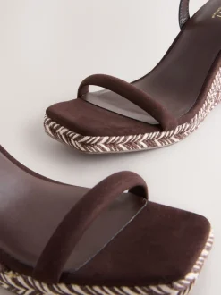 Marron chocolat - Espadrilles à bout carré et talons compensés