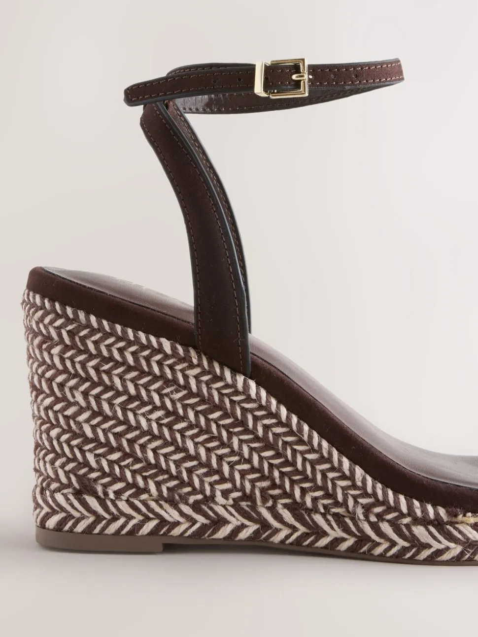 Marron chocolat - Espadrilles à bout carré et talons compensés
