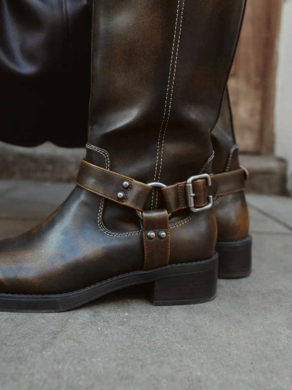 Marron chocolat - Forever Comfort® Bottes motardes à genoux