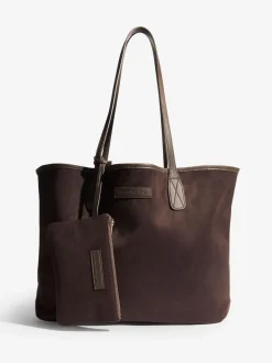 Marron chocolat - Friends Like These sac cabas souple en Faux daim