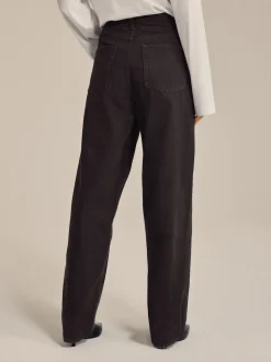 Marron chocolat - Jean ample taille mi-haute