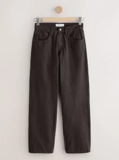 Marron chocolat - Jean ample taille mi-haute