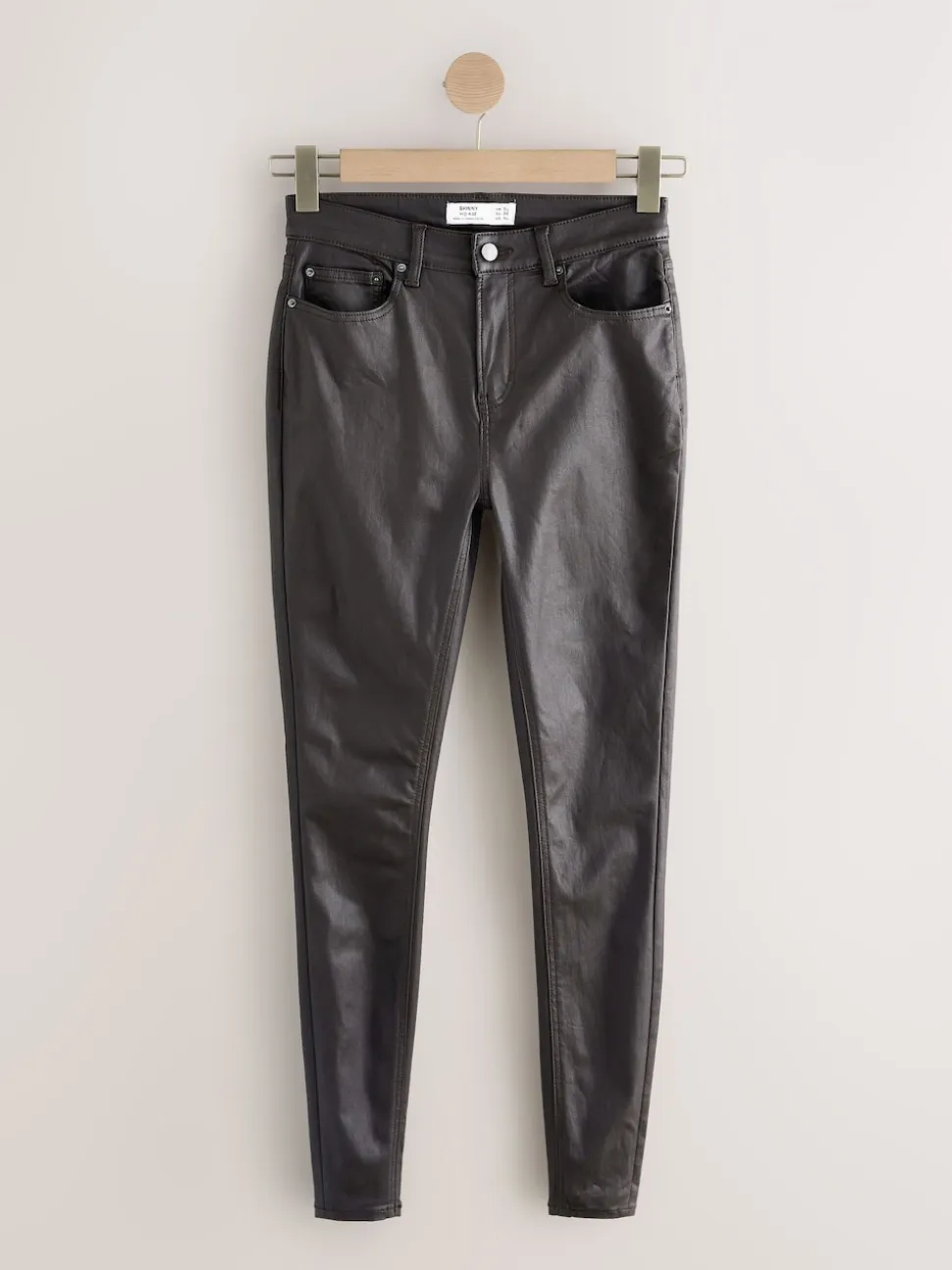 Marron chocolat - Jeans skinny en Denim enduit