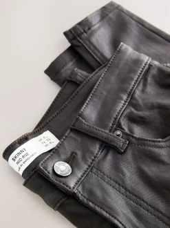 Marron chocolat - Jeans skinny en Denim enduit