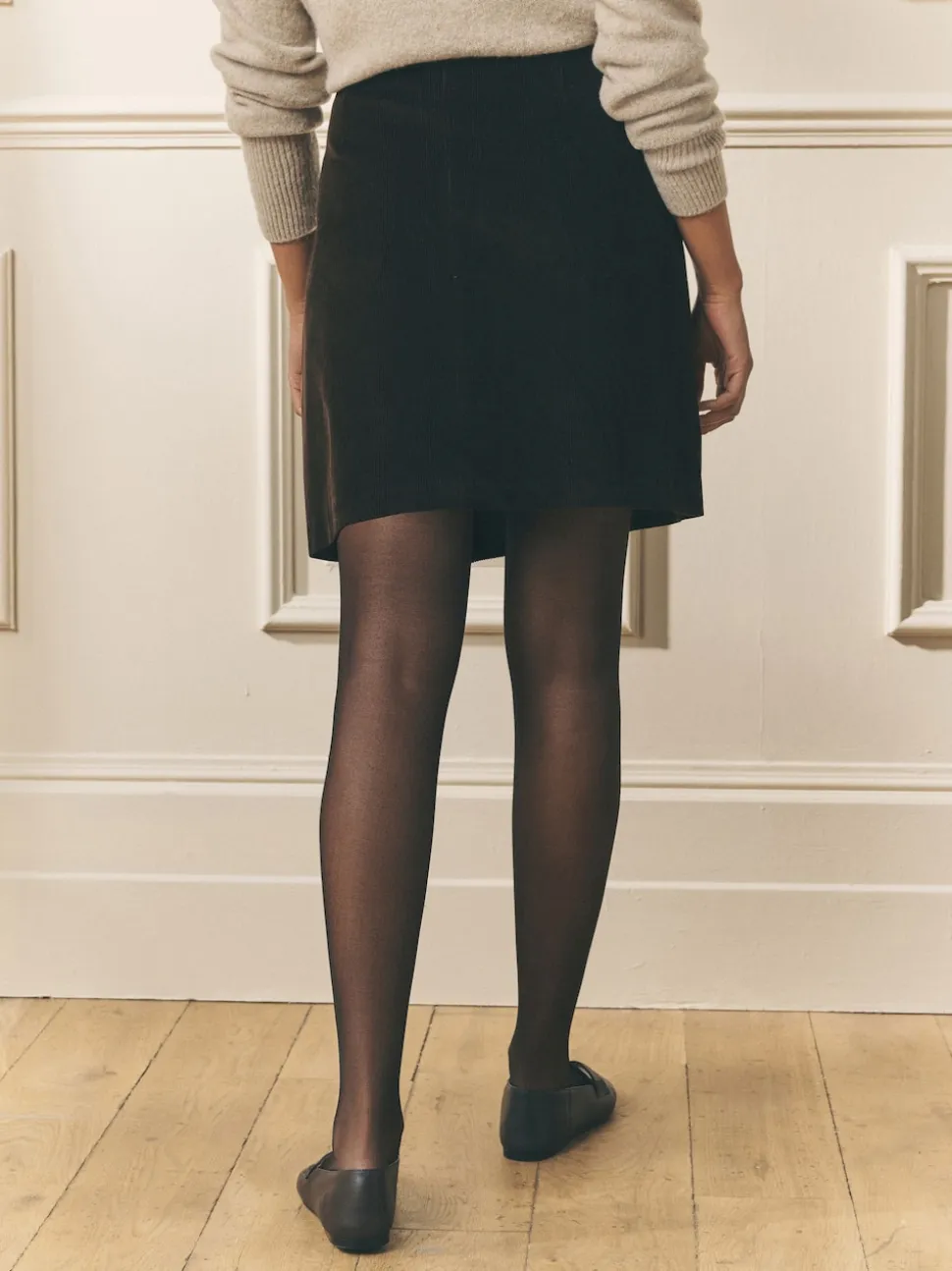 Marron chocolat - Jupe courte à carreaux Laura Ashley Dogtooth en laine