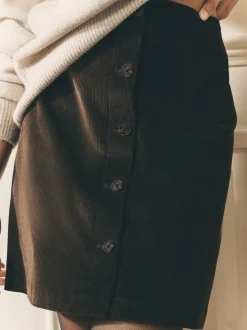 Marron chocolat - Jupe courte à carreaux Laura Ashley Dogtooth en laine