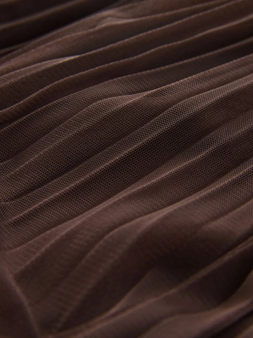 Marron chocolat - Jupe longue plissée maxi en tulle