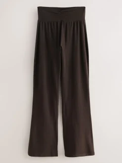 Marron chocolat - Leggings évasés froncés côtelés doux au toucher