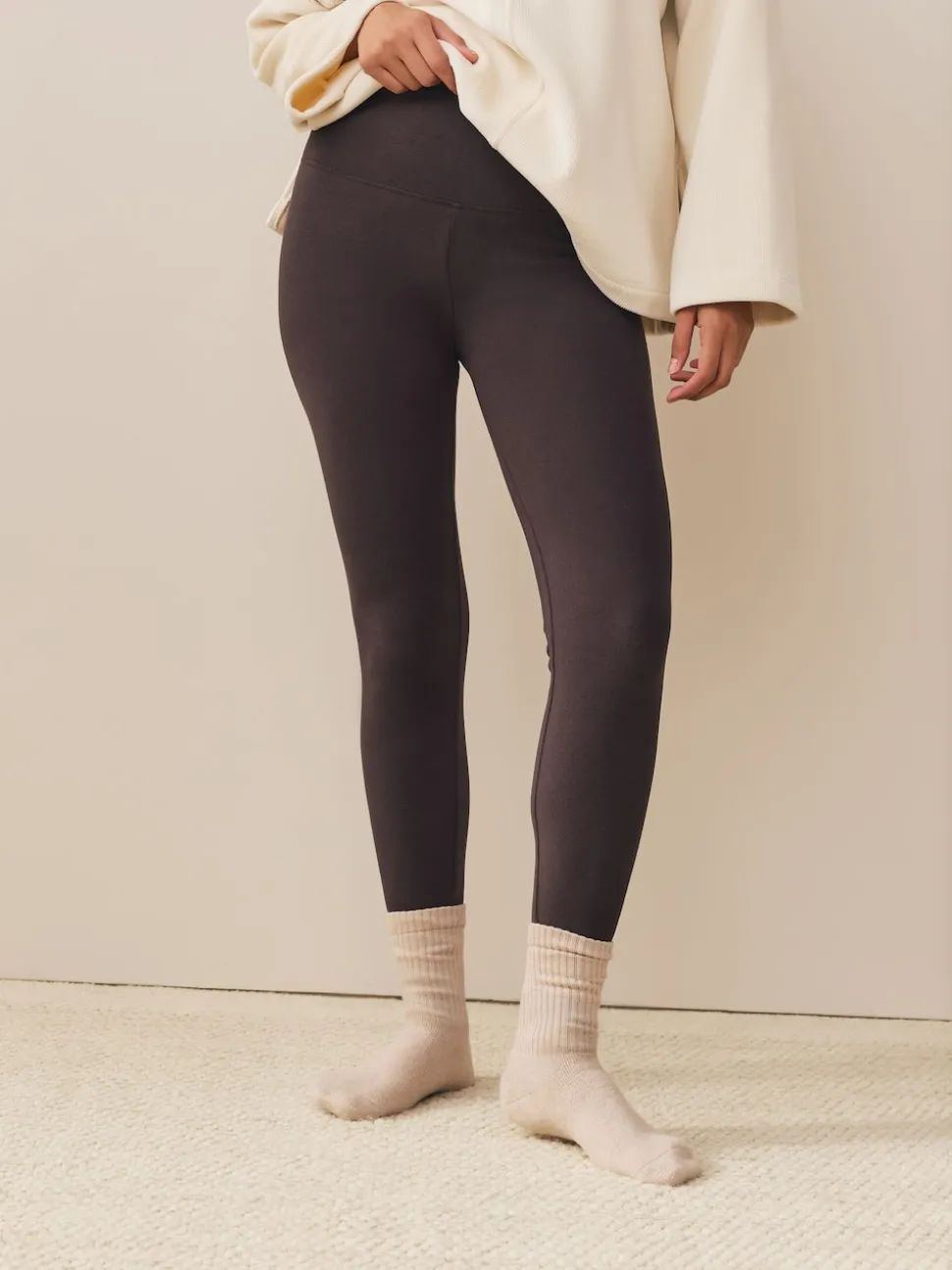 Marron chocolat - Leggings polaire confortable