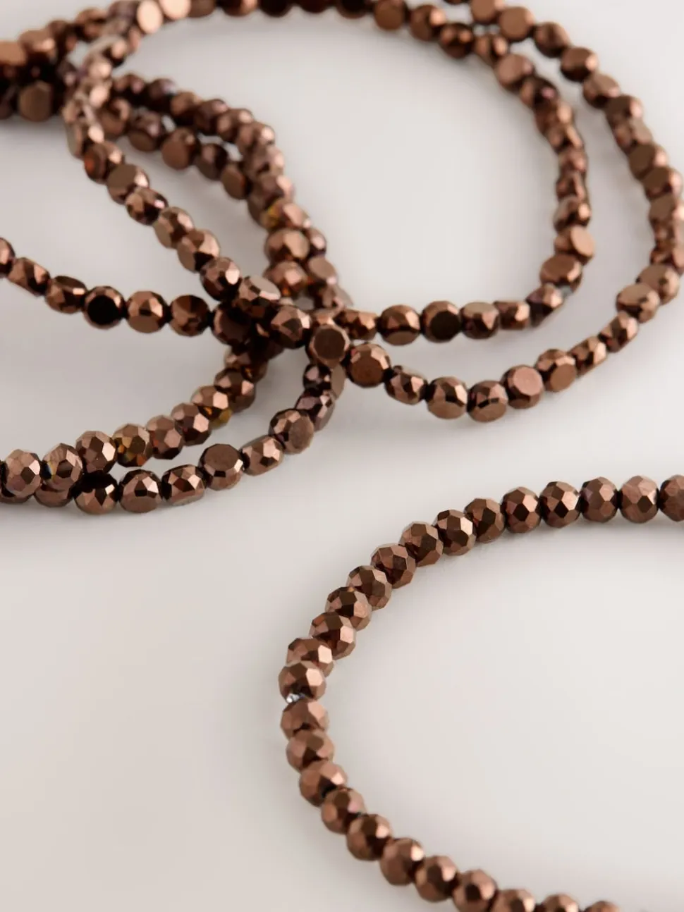 Marron chocolat - Lot de bracelets plats extensibles avec perles à facettes