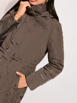 Marron chocolat - Manteau matelassé Friends Like These mi-long