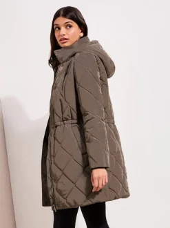 Marron chocolat - Manteau matelassé Friends Like These mi-long