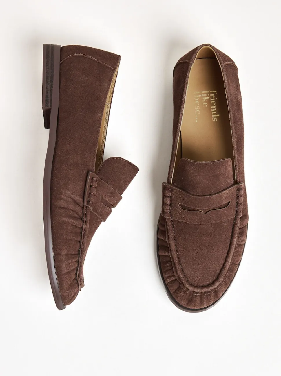 Marron chocolat - Mocassins Friends Like These plats froncés et confortables à enfiler