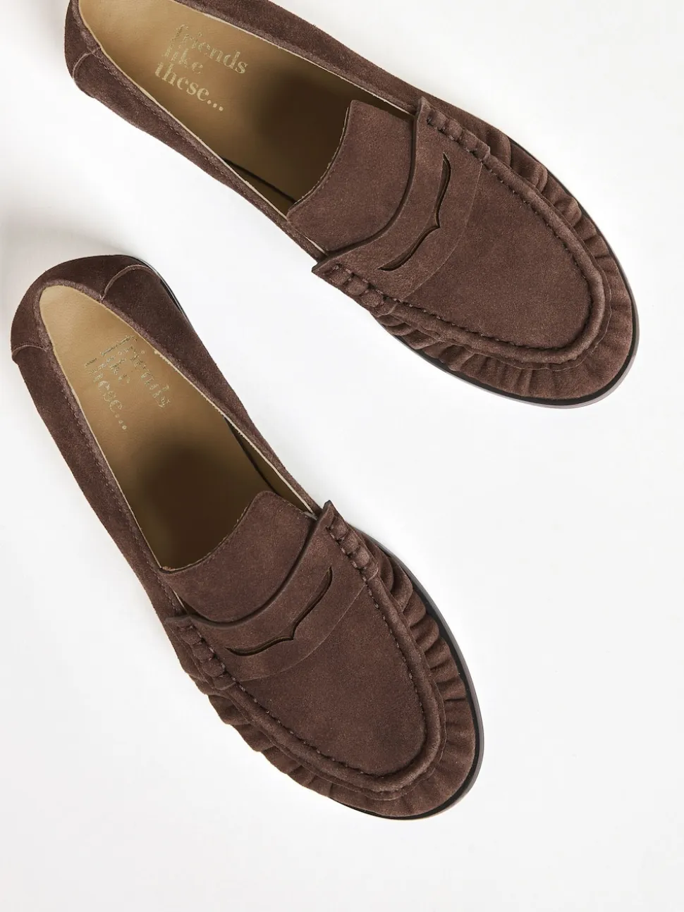 Marron chocolat - Mocassins Friends Like These plats froncés et confortables à enfiler
