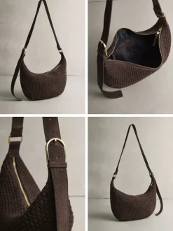 Marron chocolat - N. Premium sac bandoulière en Daim tissé