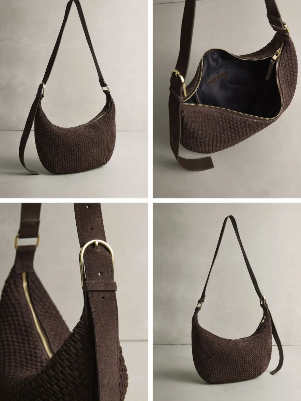 Marron chocolat - N. Premium sac bandoulière en Daim tissé