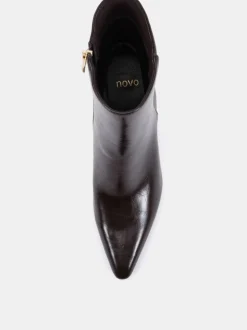 Marron chocolat - Novo Bottes Kimberley Point à talon carré