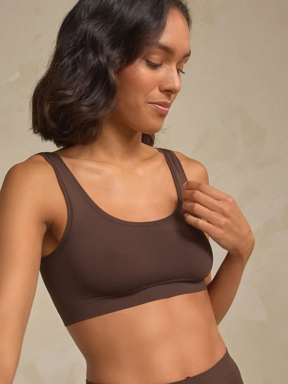 Marron chocolat - N.Soutien-gorge court très doux sans coutures Premium