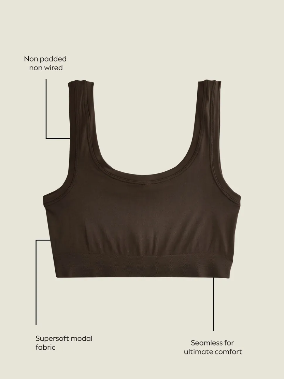 Marron chocolat - N.Soutien-gorge court très doux sans coutures Premium