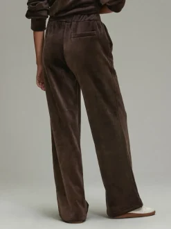 Marron chocolat - Pantalons en velours côtelé doux à jambe large