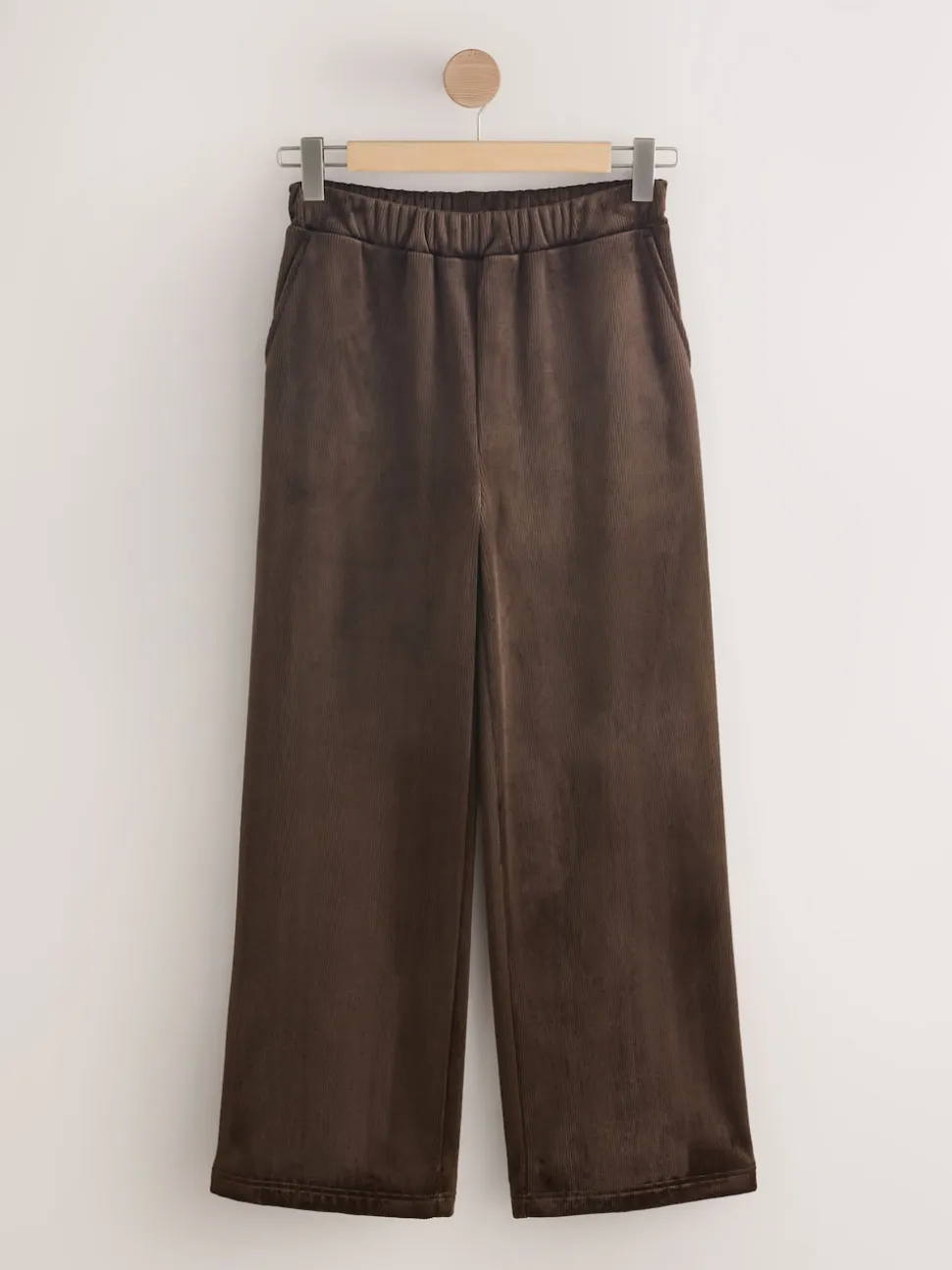 Marron chocolat - Pantalons en velours côtelé doux à jambe large