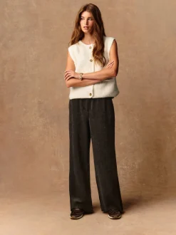 Marron chocolat - Pantalons Amples en velours côtelé doux