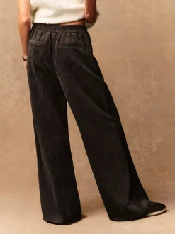 Marron chocolat - Pantalons Amples en velours côtelé doux