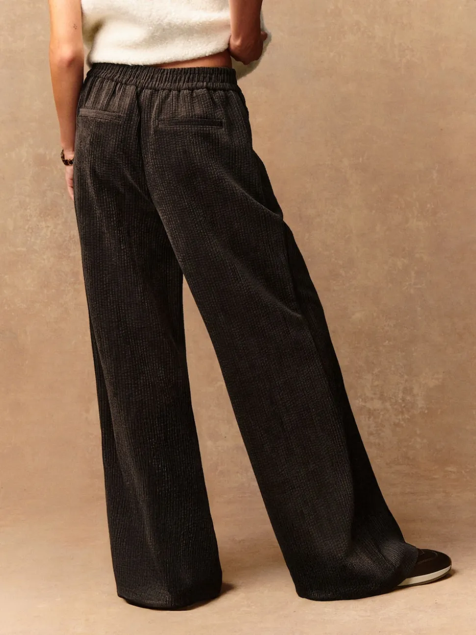 Marron chocolat - Pantalons Amples en velours côtelé doux