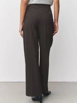 Marron chocolat - Pantalons Coupe droite à double plis à Carreaux