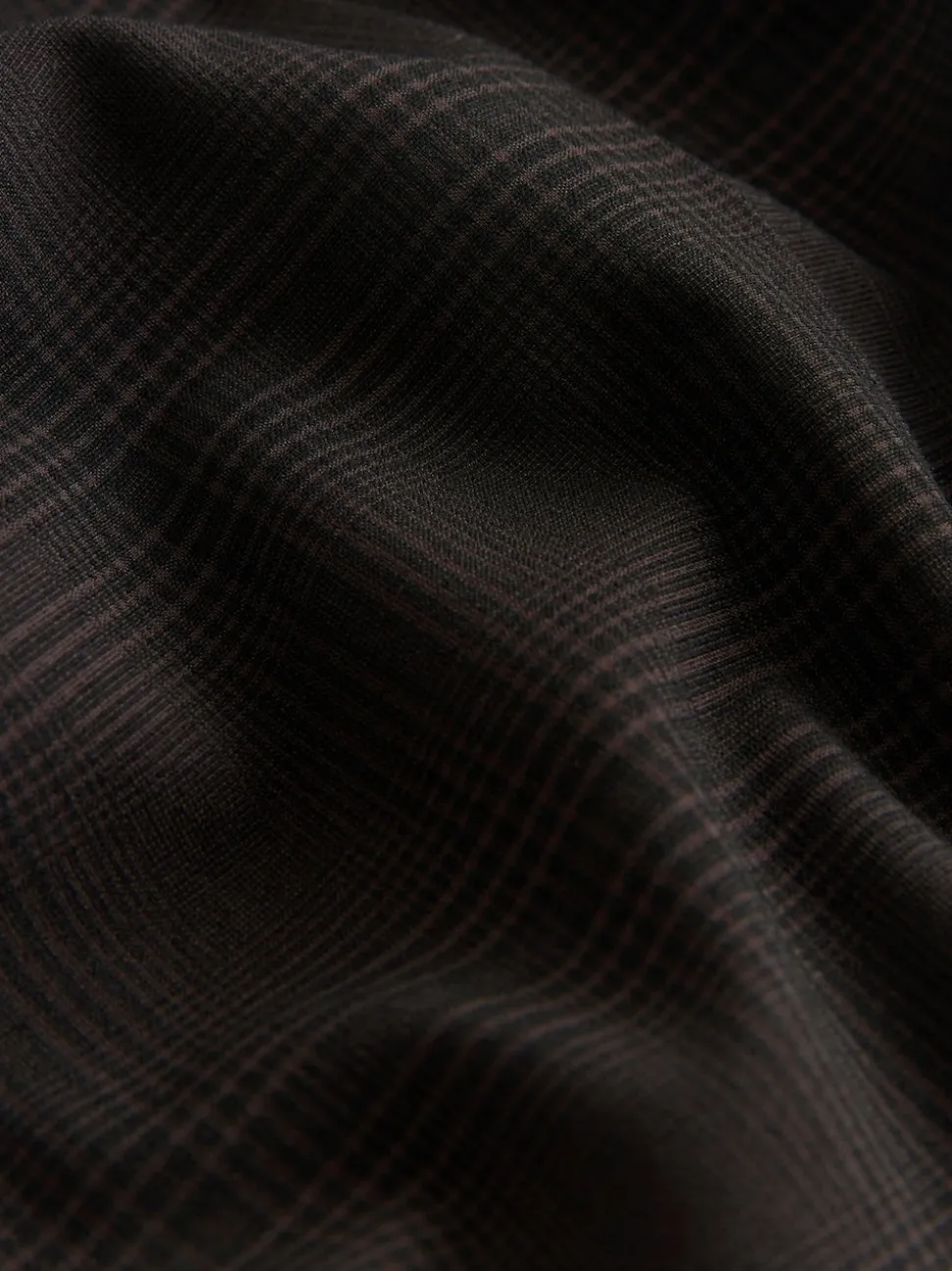 Marron chocolat - Pantalons Coupe droite à double plis à Carreaux