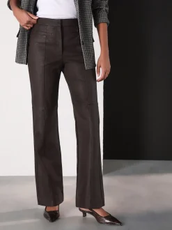 Marron chocolat - Pantalons évasés en similicuir