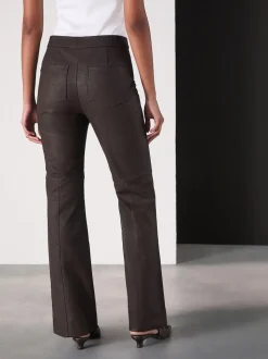 Marron chocolat - Pantalons évasés en similicuir