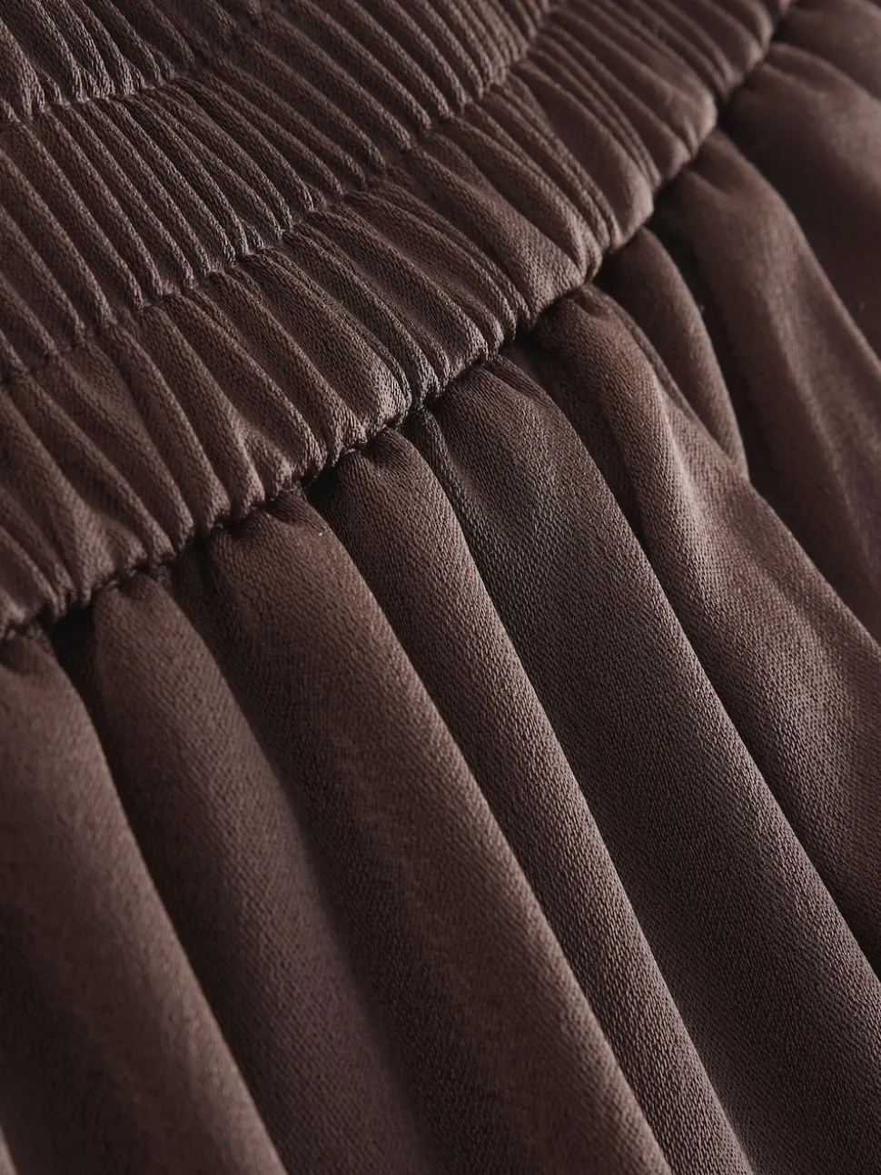 Marron chocolat - Pantalons amples en satin à dos élastique
