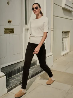 Marron chocolat - Pantalon skinny en velours côtelé