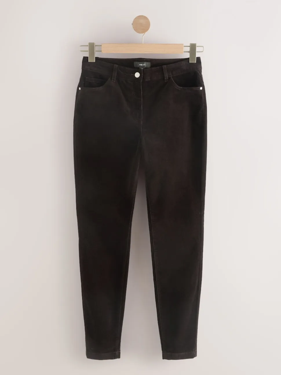 Marron chocolat - Pantalon skinny en velours côtelé